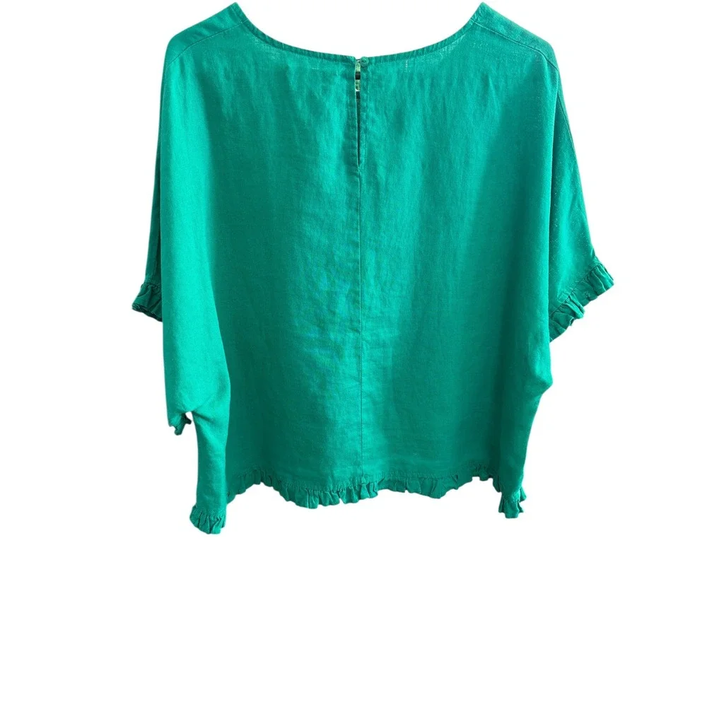 FOR CYNTHIA Green Ruffle Sleeve Kimono Top Women's XL - Picture 4 of 5